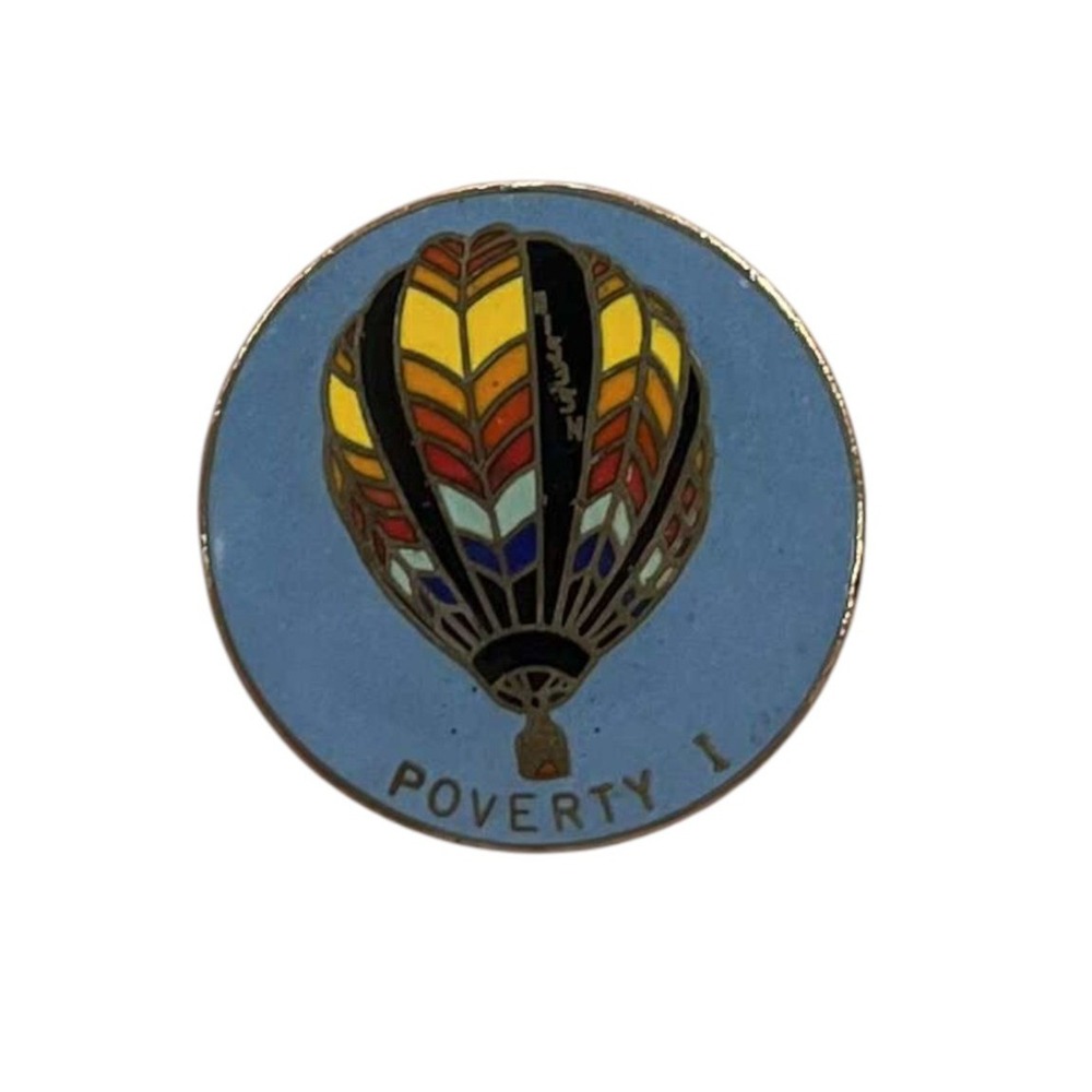 Vintage Hot Air Balloon Poverty 1 Round Enamel Pin